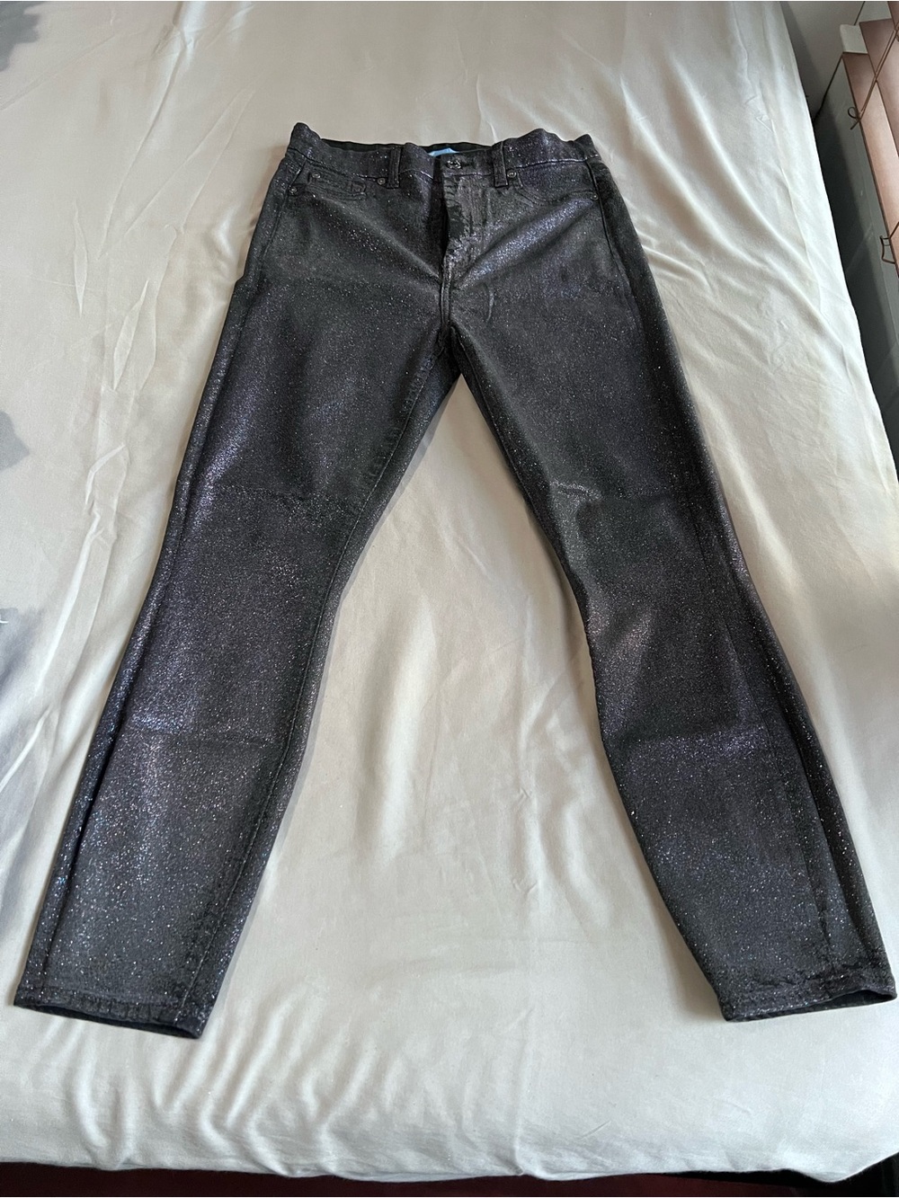 7 For All Mankind b(air) Sparkle Coated High Rise Ankle Skinny Jeans